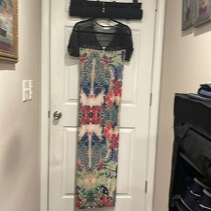 Long multi patterned dress.